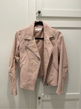 Uniqlo Blush Pink Moto Faux Leather Jacket